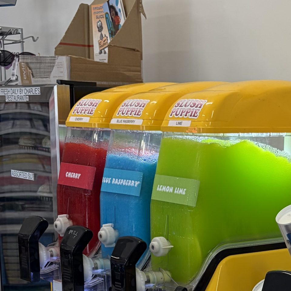 Cherry, blue raspberry and lemon lime Slush Puppie flavours at Mountain View